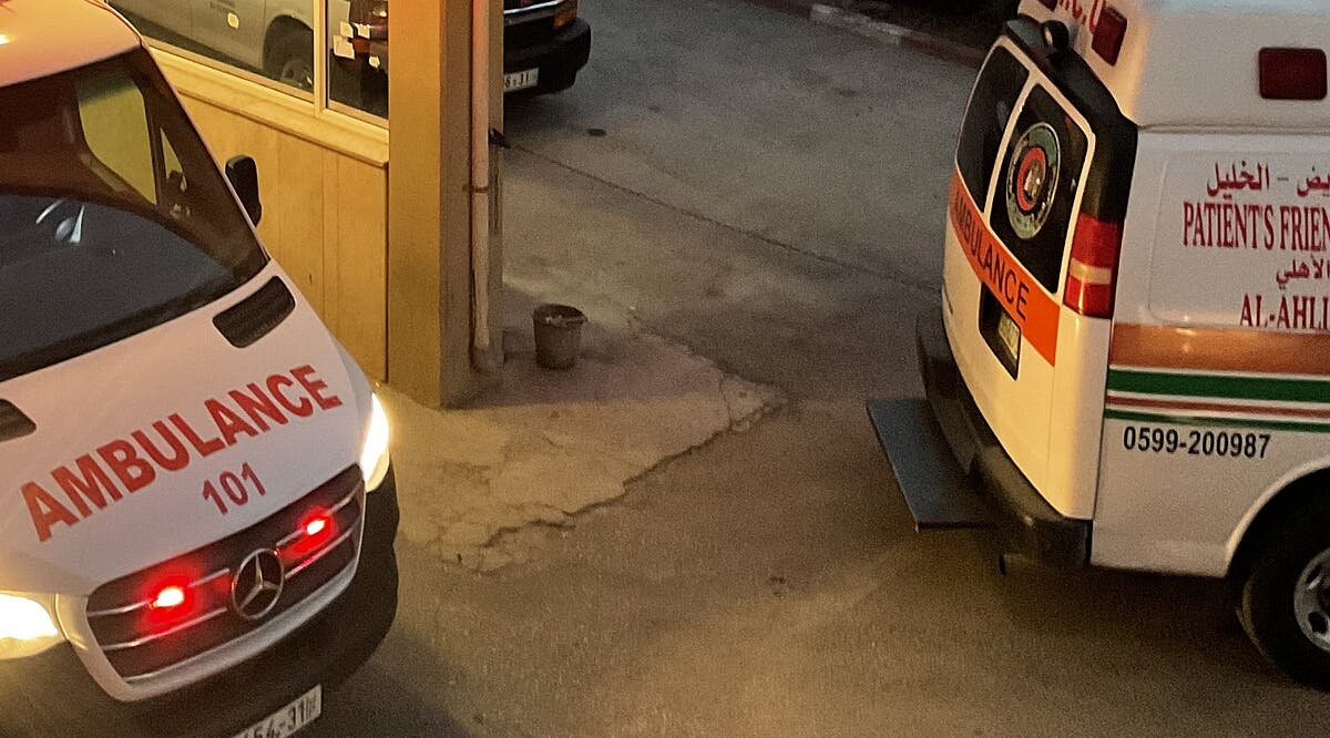 ambulance at Hebron al-Ahli Hospital