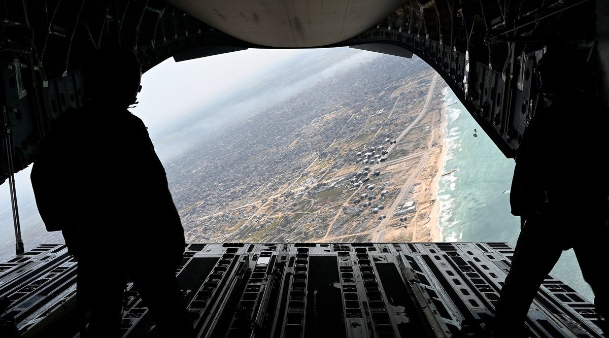 airdrops humanitarian aid to Gaza
