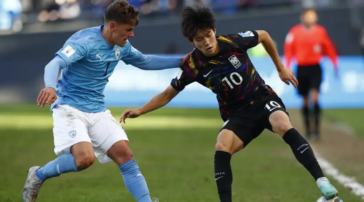 Israel's Ilay Feingold in action with South Korea's Bae Jun-Ho - FIFA Under-20 World Cup - Third-Place Playoff - Israel v South Korea