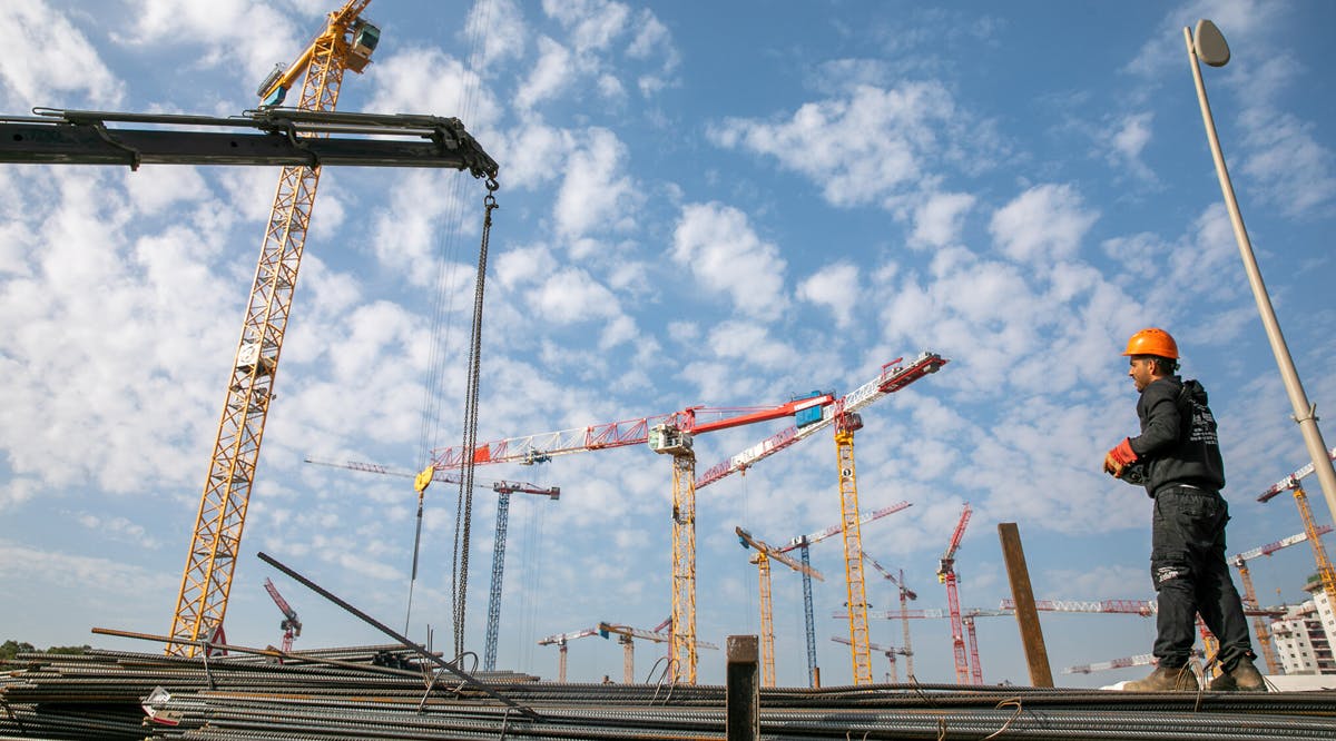 A construction site in the central Israeli city of Be'er Ya'akov where new housing is being built