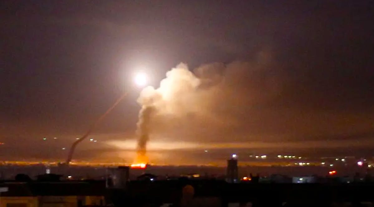 Missile fire is seen from Damascus, Syria