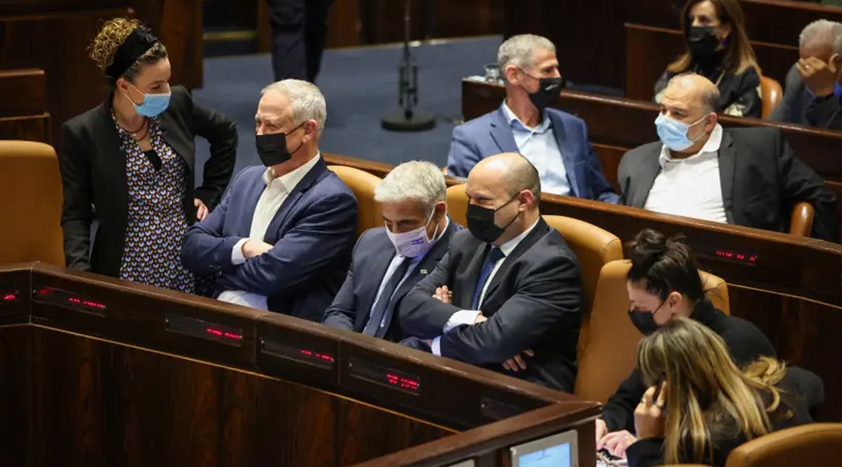 MK Idit Silman (Yamina), Defense Minister Benny Gantz, Foreign Minister Yair Lapid and Prime Minister Naftali Bennett