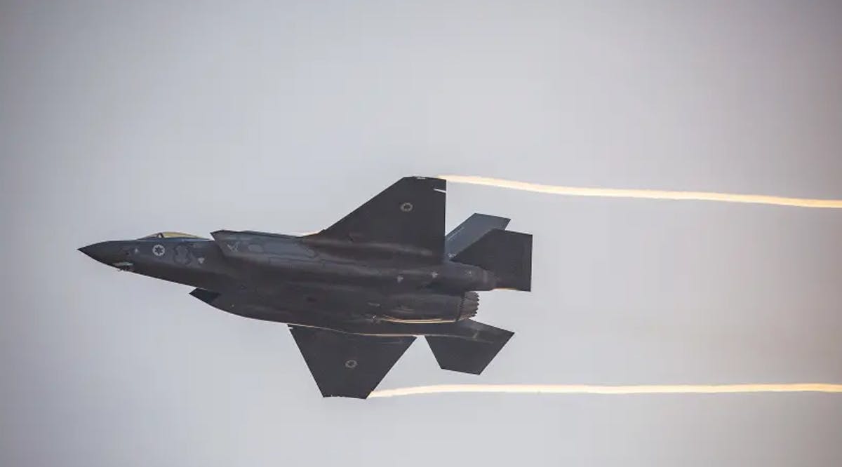 An F-35 seen during an aerial display at an IAF pilots’ graduation ceremony at Hatzerim air base in the Negev