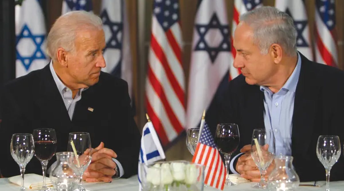 US PRESIDENT Joe Biden, at the time serving as vice president, has dinner with then-prime minister Benjamin Netanyahu in Jerusalem
