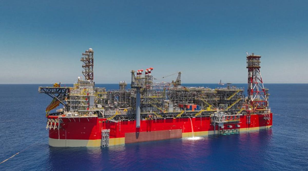 Energean's floating production system (FPSO) at the Karish gas field in the Mediterranean Sea