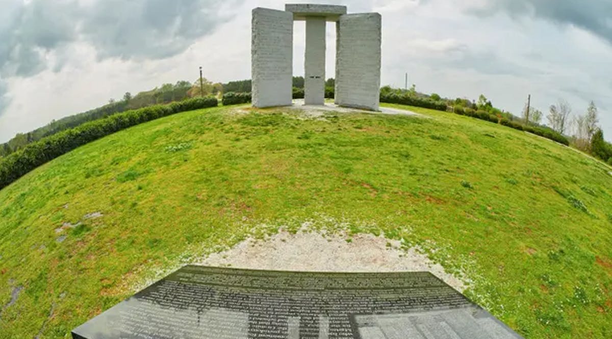 Georgia Guidestones in happier times, in Elberton, Georgia