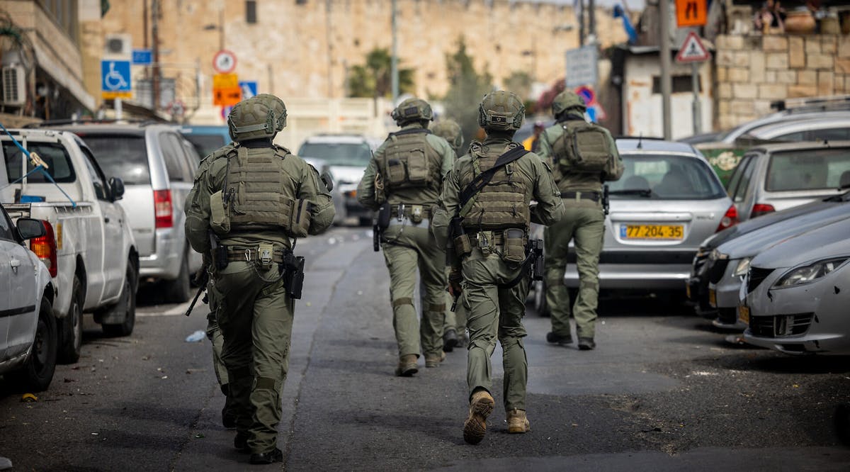 Security forces at the scene of a terror attack near Jerusalem's Old City