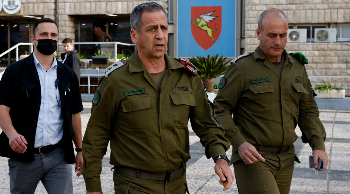 IDF Chief of Staff Aviv Kohavi seen after a meeting with Defense Minister Benny Gantz at the IDF Central Command headquarters in Jerusalem