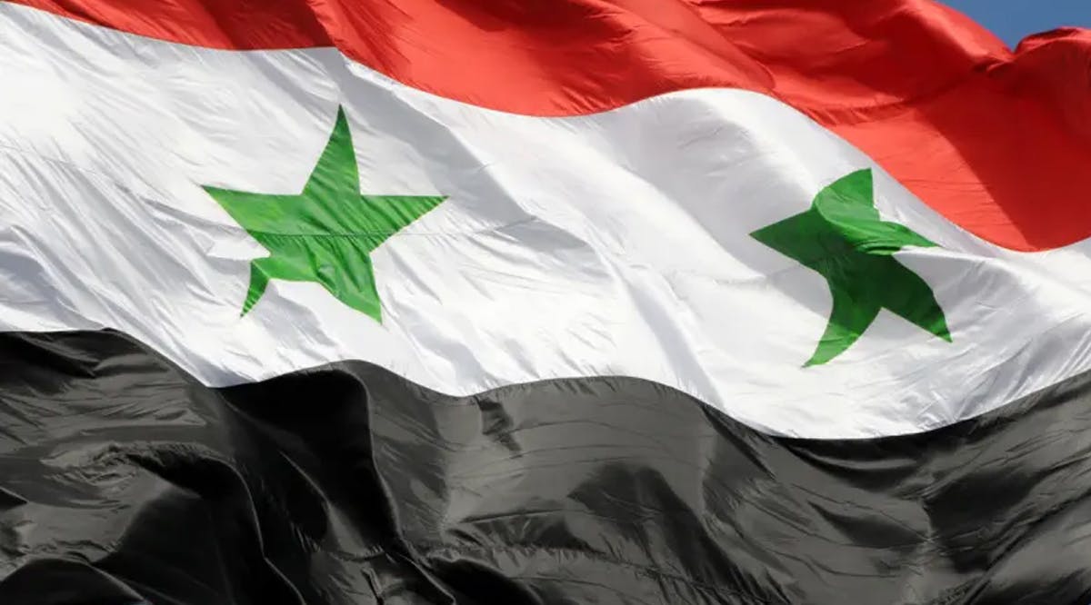 The flag of Syrian Arab Republic Damascus