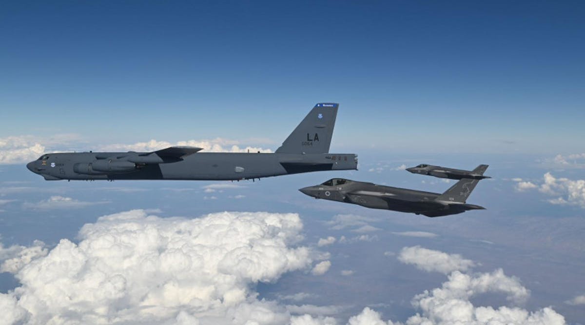 IAF 'Adir' F-35 fighter jets seen escorting US B-52 bombers