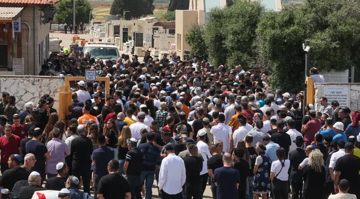 Family and friends grieve at the funeral of Oren Ben Yiftah