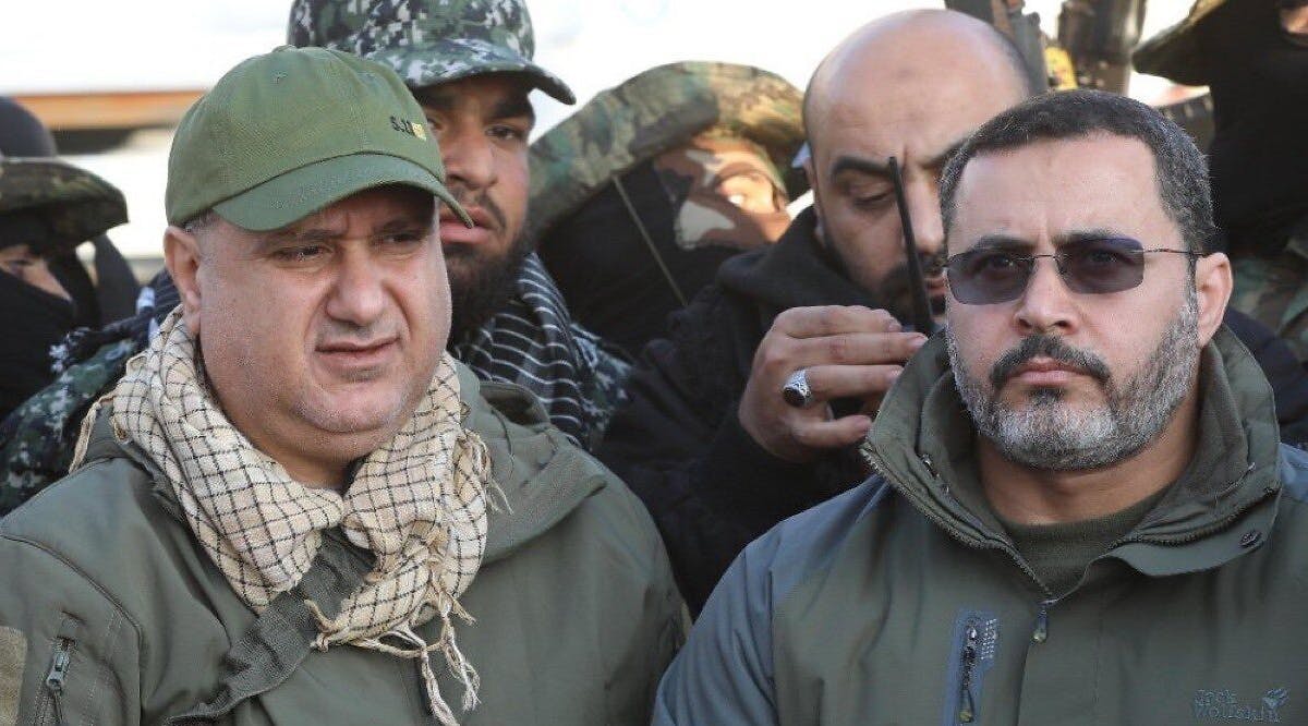 Senior Palestinian Islamic Jihad commanders Khaled Mansour (right) and Tayseer Jabari (left) in an undated photo. The pair were killed in separate Israeli airstrikes