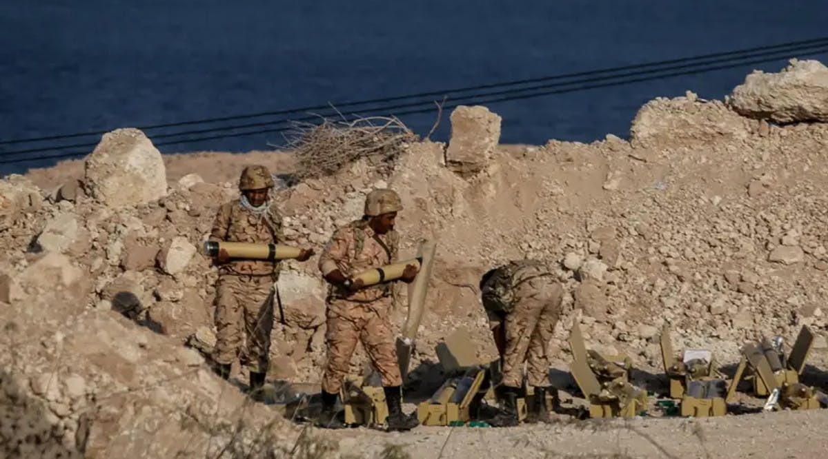 Members of the Islamic Revolution Guards Corps (IRGC) navy participate in a joint exercise called the 'Great Prophet 17', in the southwest of Iran