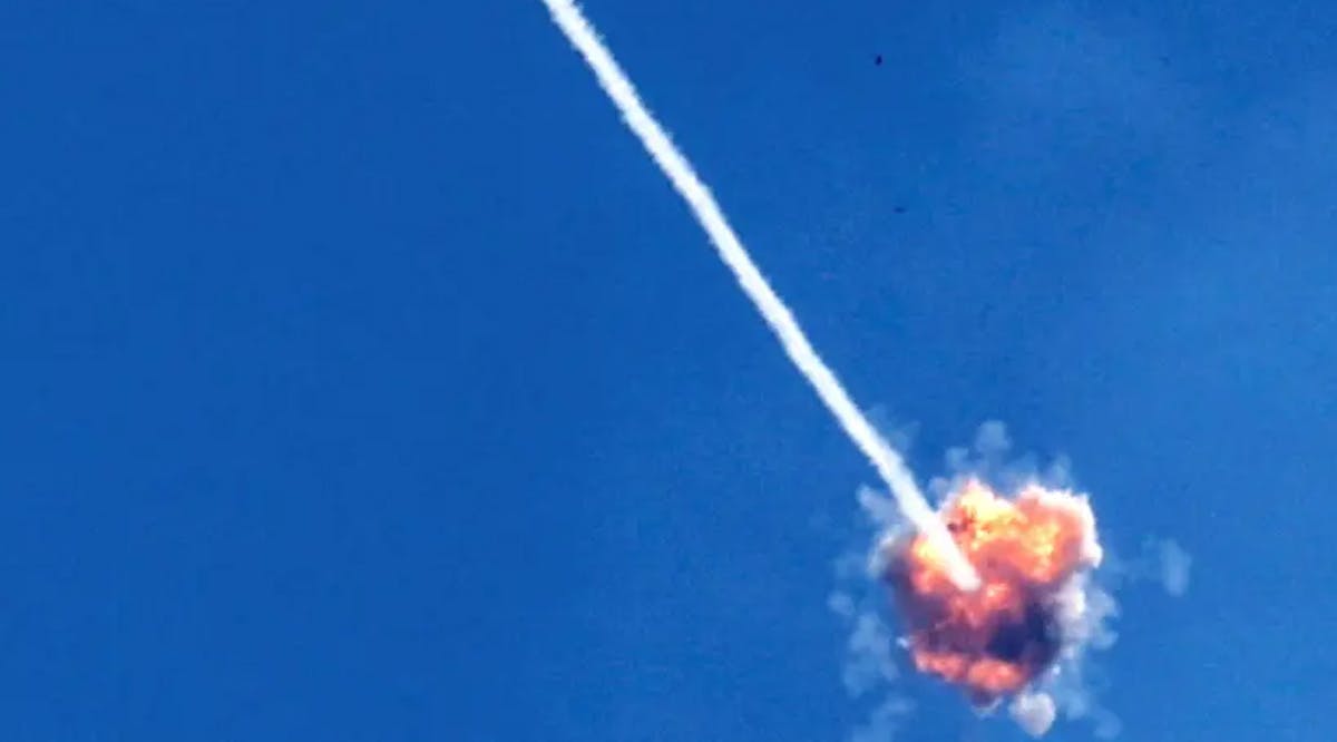 An Israeli Iron Dome anti-missile system intercepts a rocket launched from the Gaza Strip, as seen from the city of Ashkelon, Israel