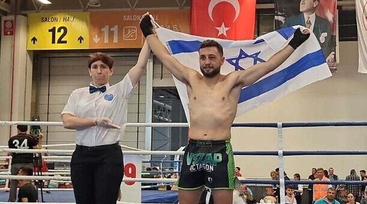 Israeli kickboxer Loai Sakas after winning the world championship in Turkey
