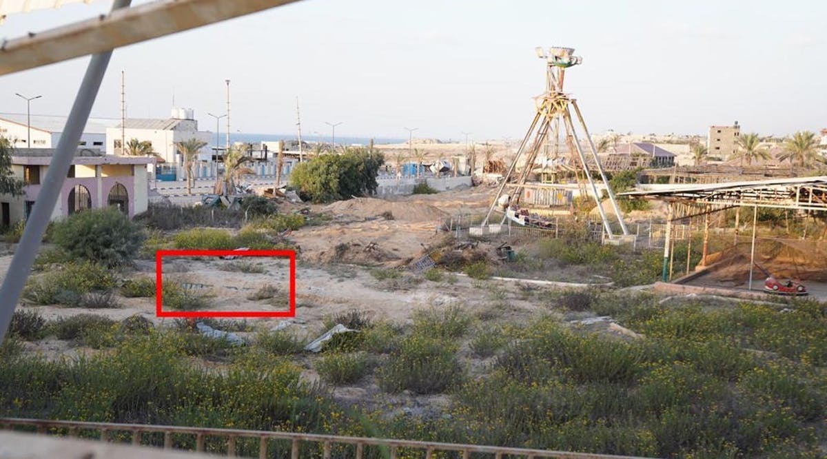 Hamas rocket launchers found by Israeli troops within a playground and amusement park compound in the northern Gaza Strip