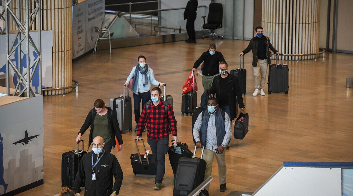 Arriving travelers at Ben Gurion Airport