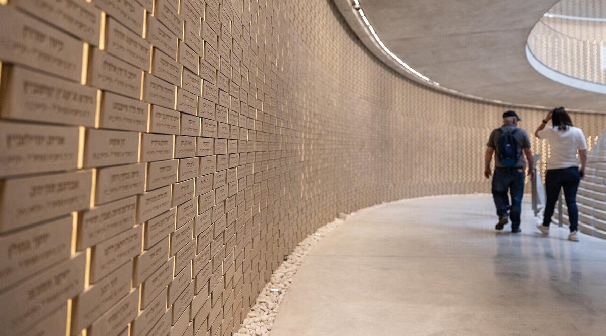 The names of fallen soldiers are seen in the hall of remembrance at Mount Herzl military cemetery in Jerusalem