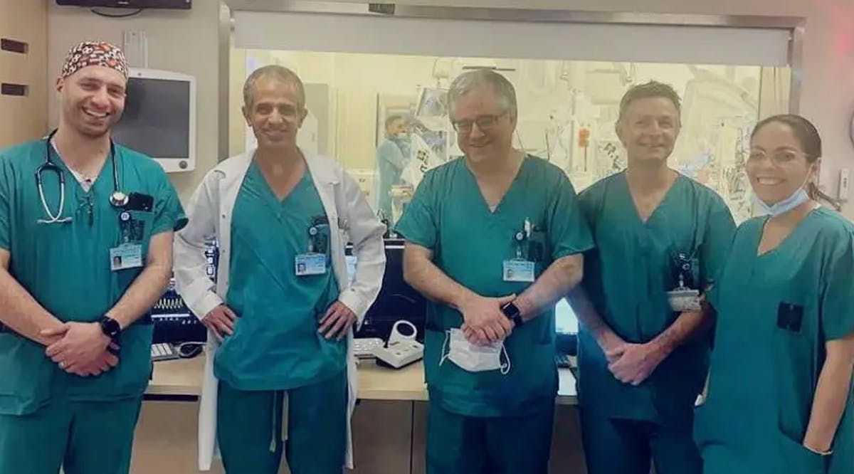 Dr. Tamer Abu Jreis, Dr. Amit Korach, Prof. Ronen Beeri, Director of the Echocardiography Unit, Dr. David Planer, Dr. Gabby Elbaz-Greener