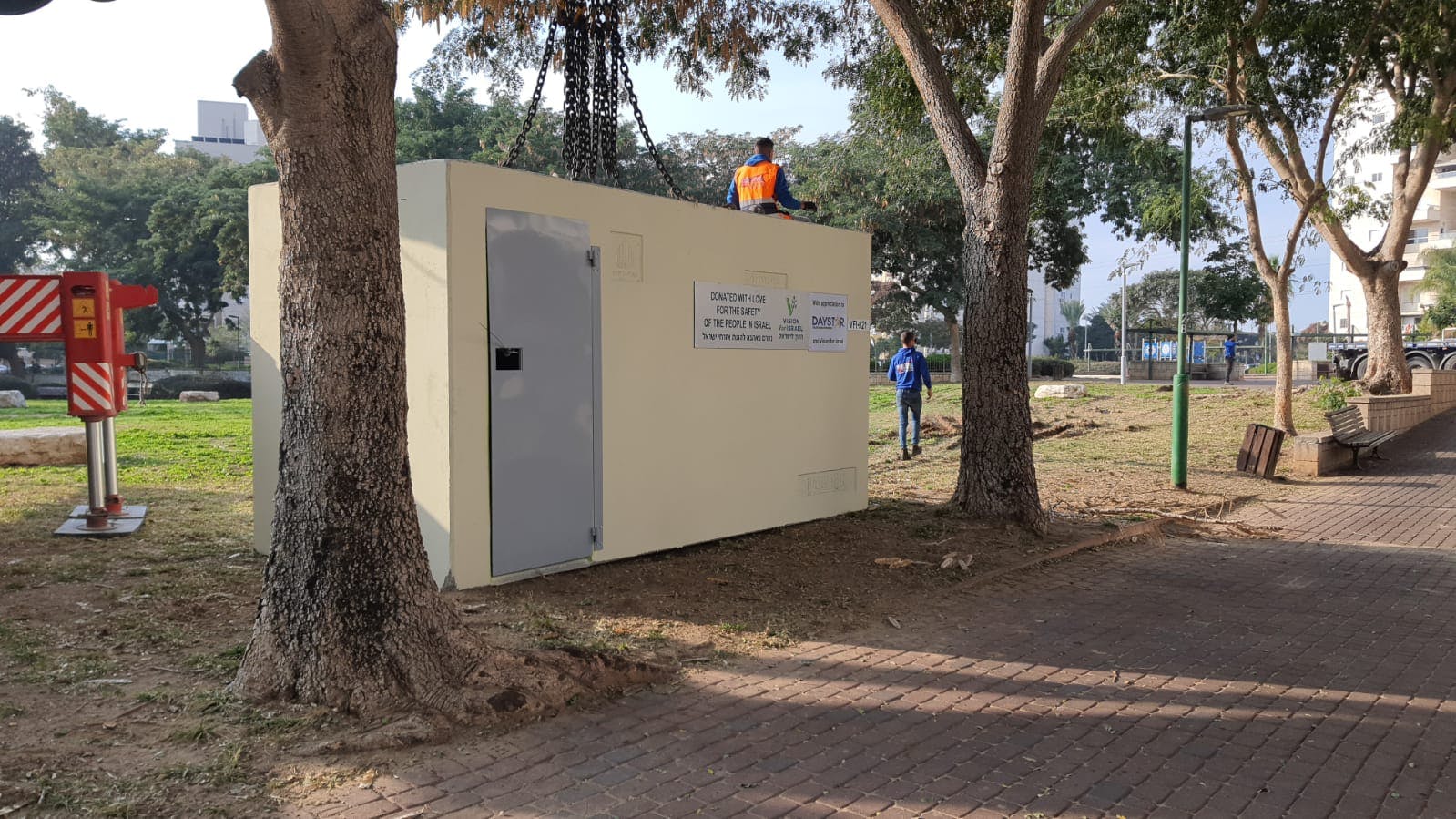 Mobile shelter in a city park