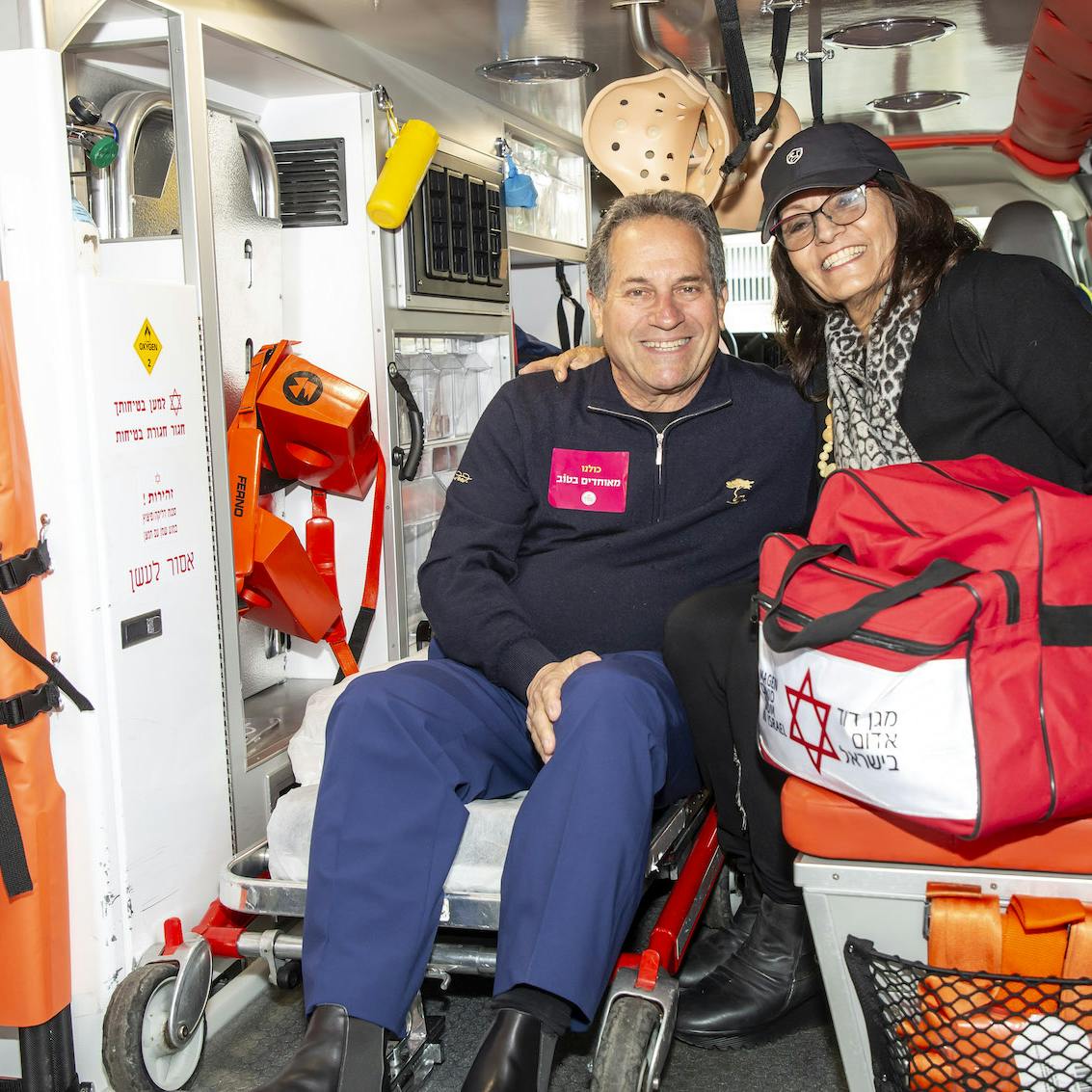 Barry and Batya inside ambulance