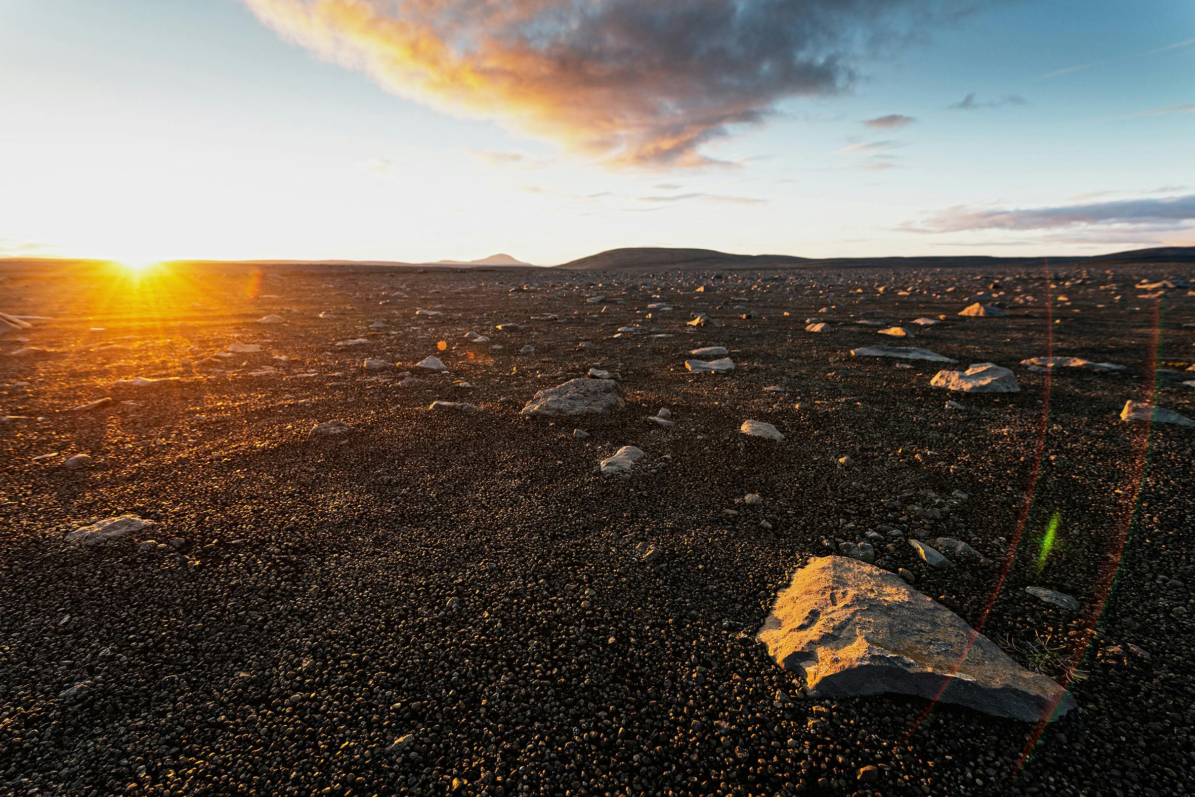 Sonnenuntergang, Hochland, Island