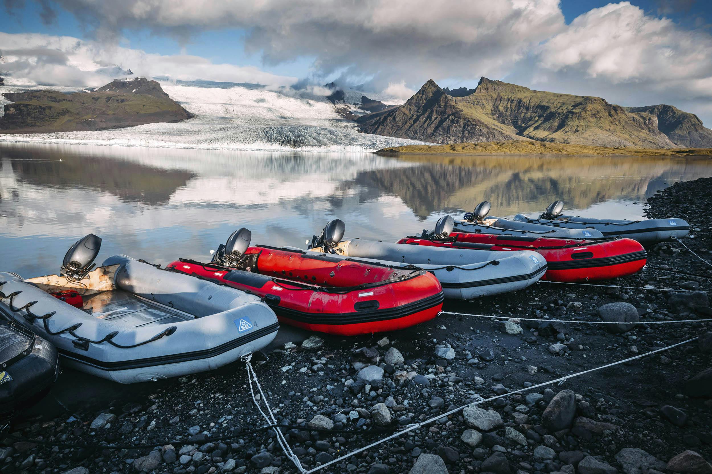 Gletscherlagune Fjallsárlón, Zodiacs, Island