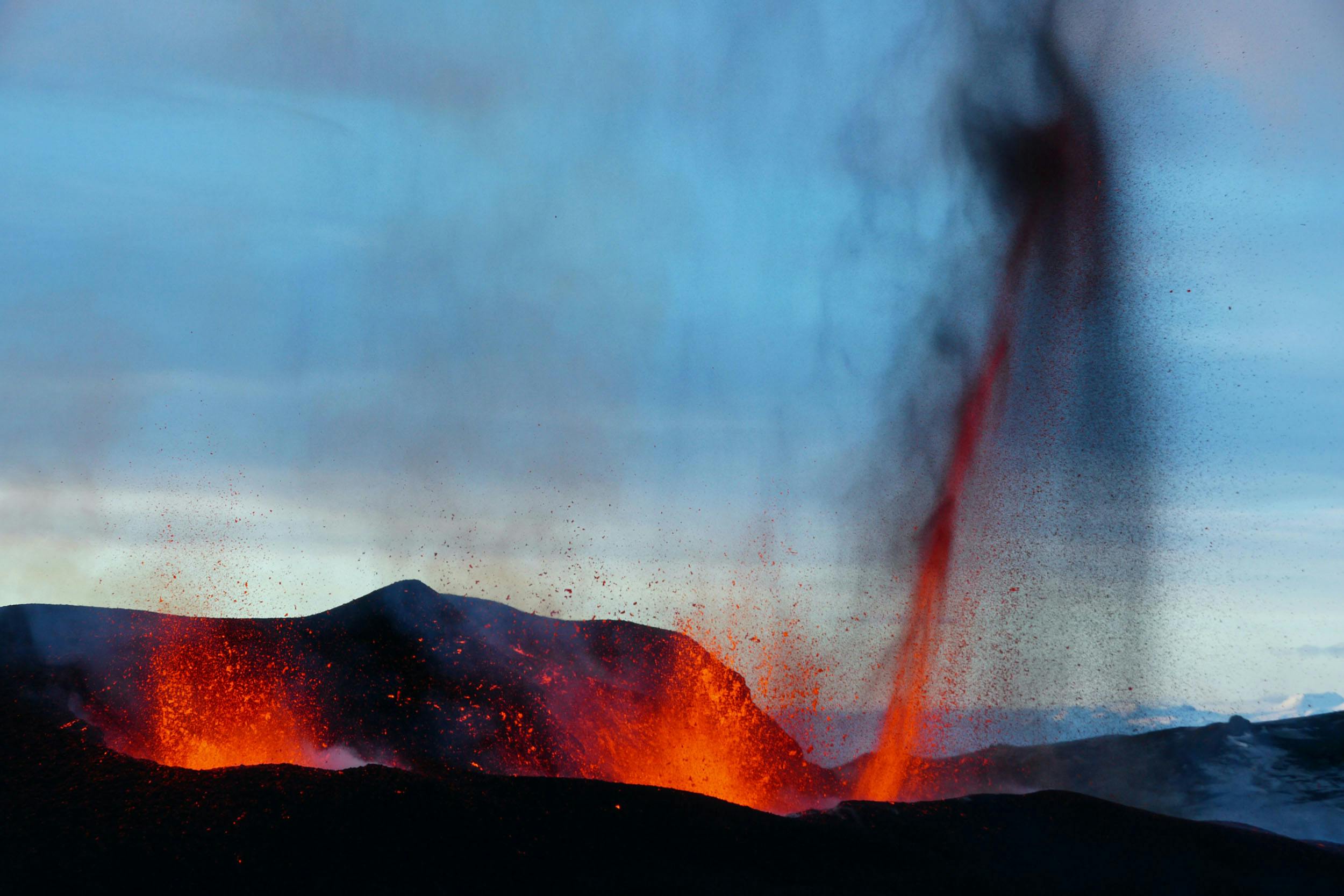 Vulkanausbruch, Lavafontäne, Eyjafjallajökull , Island