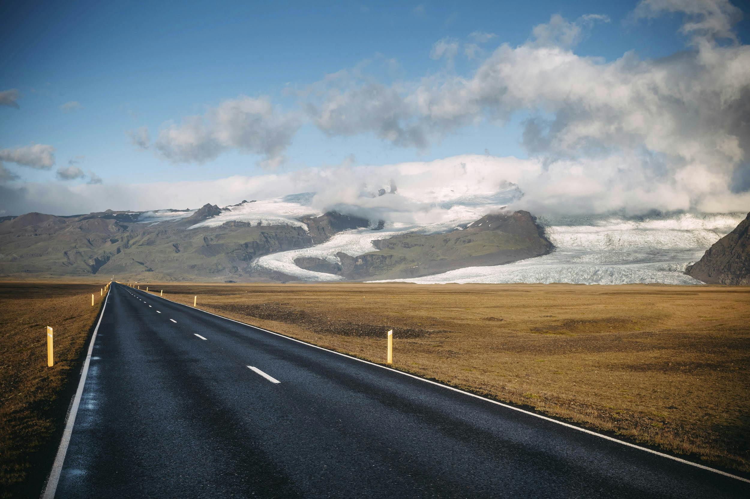 Strasse, Gletscher, Island