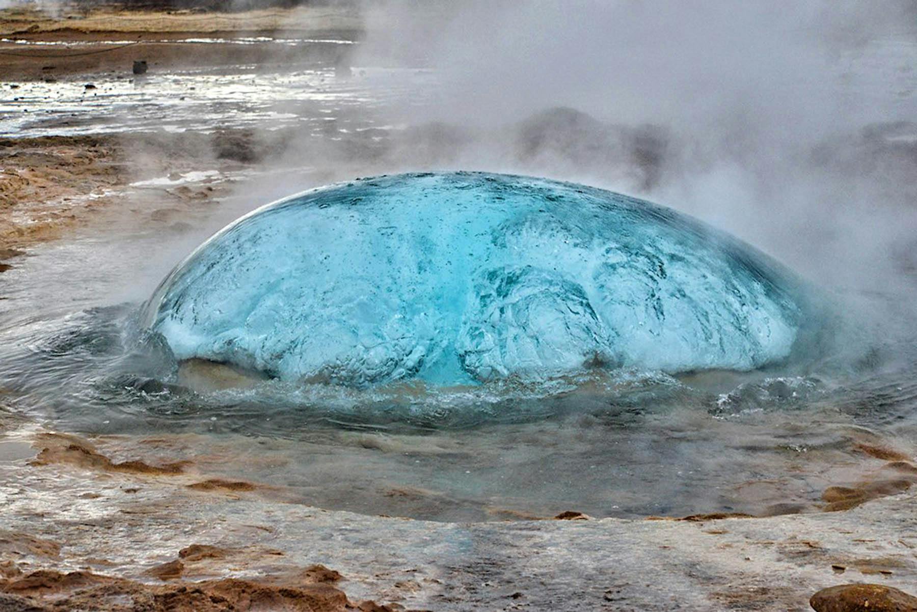 Wasserglocke, Ausbruch, Geysir, Strokkur, Island