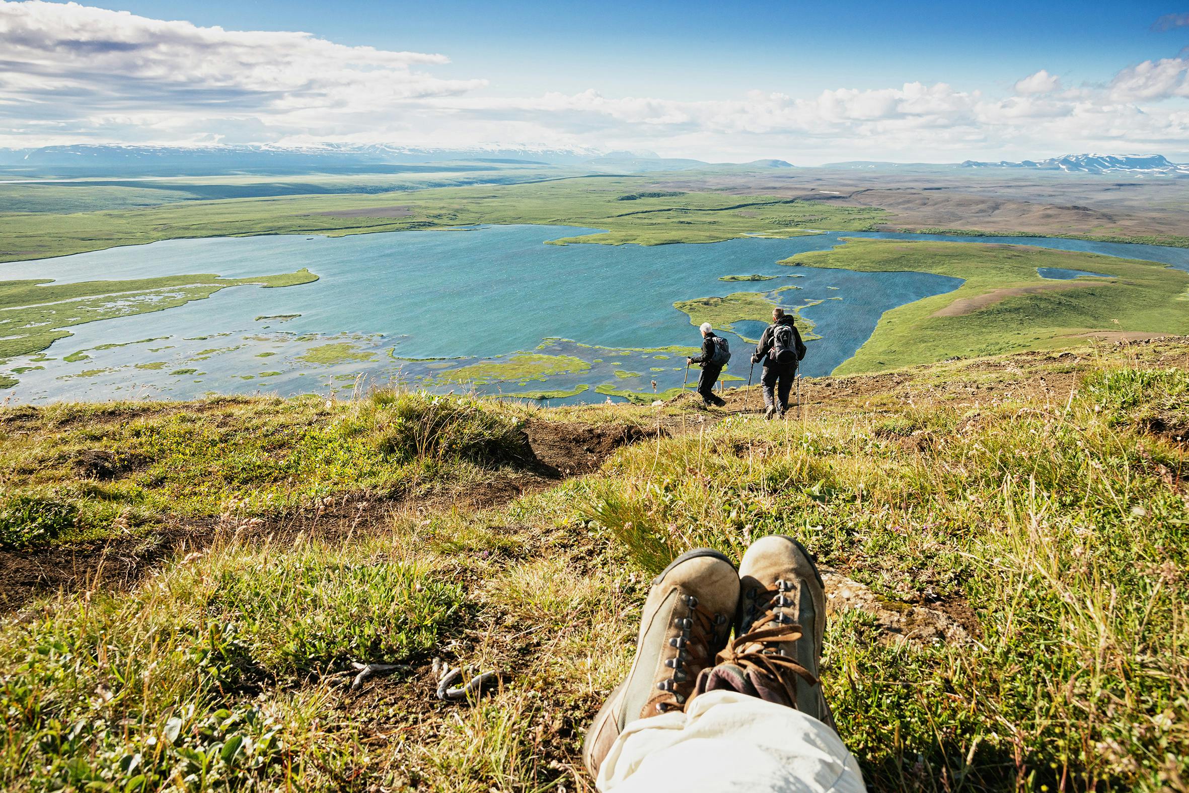 Ausblick, Berg, Vindbelgjarfjall, See, Myvatn, Island 