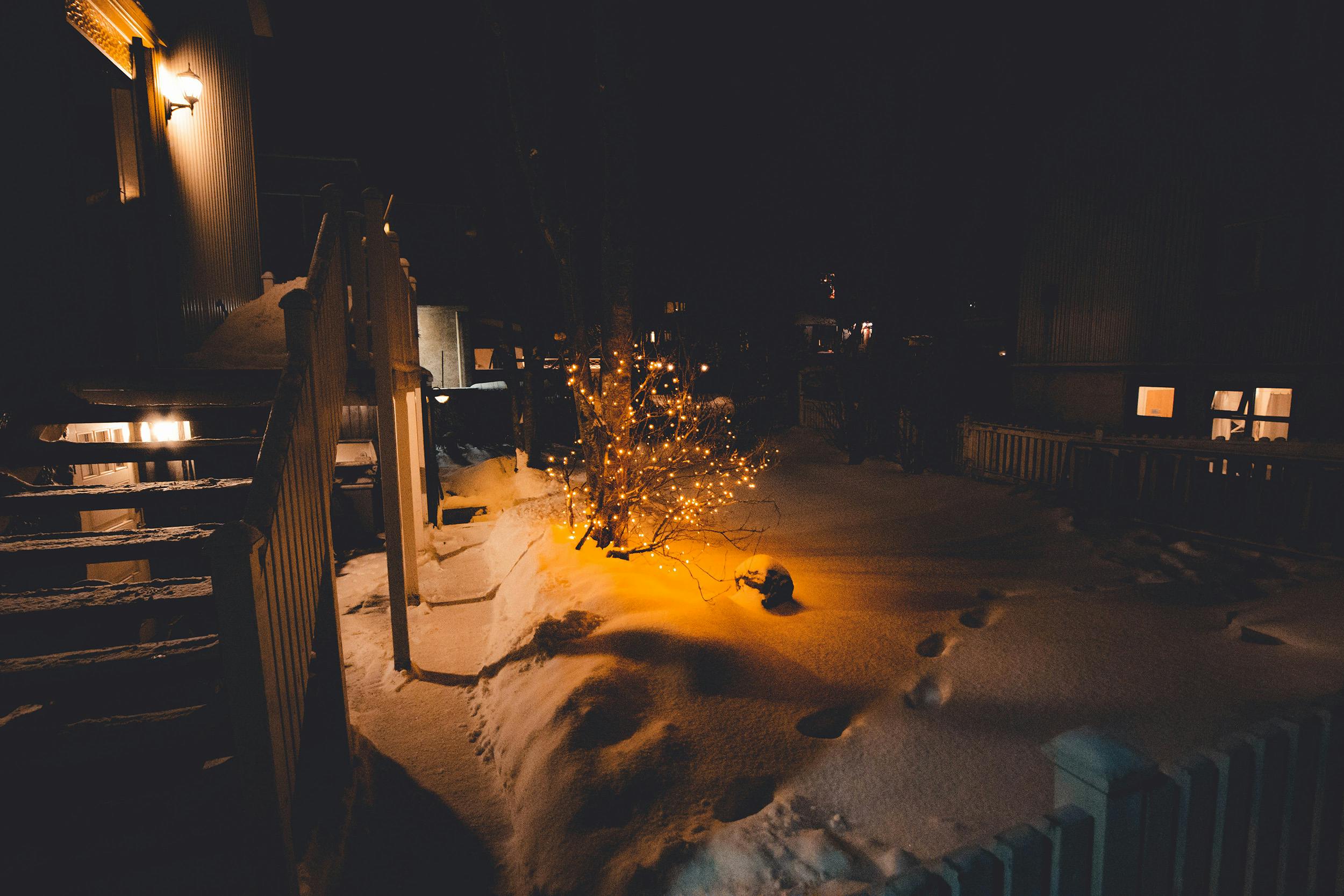 Schnee, Garten, Dunkelheit, Island