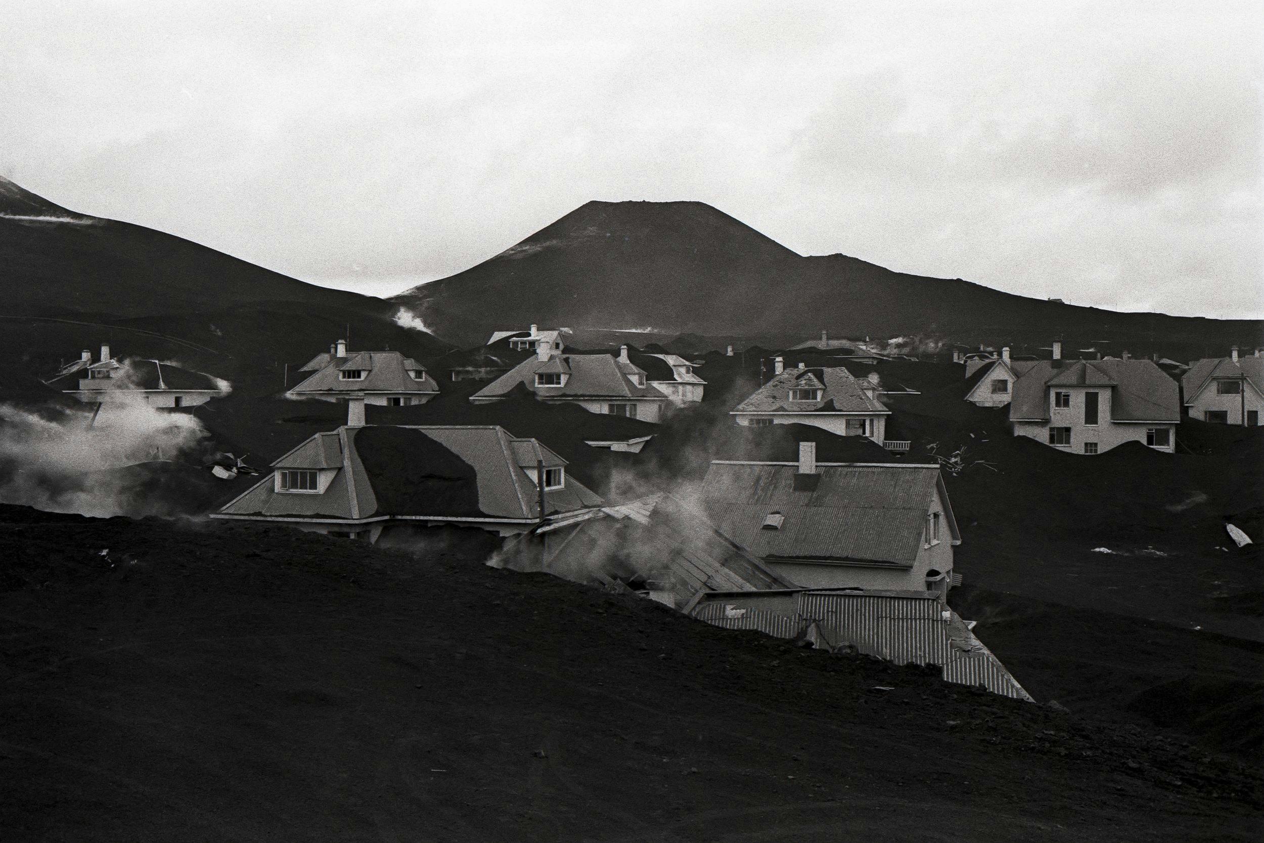 Fotografierepro, Vulkanausbruch, 1973, Häuser, Asche, Vestmannaeyjar, Island