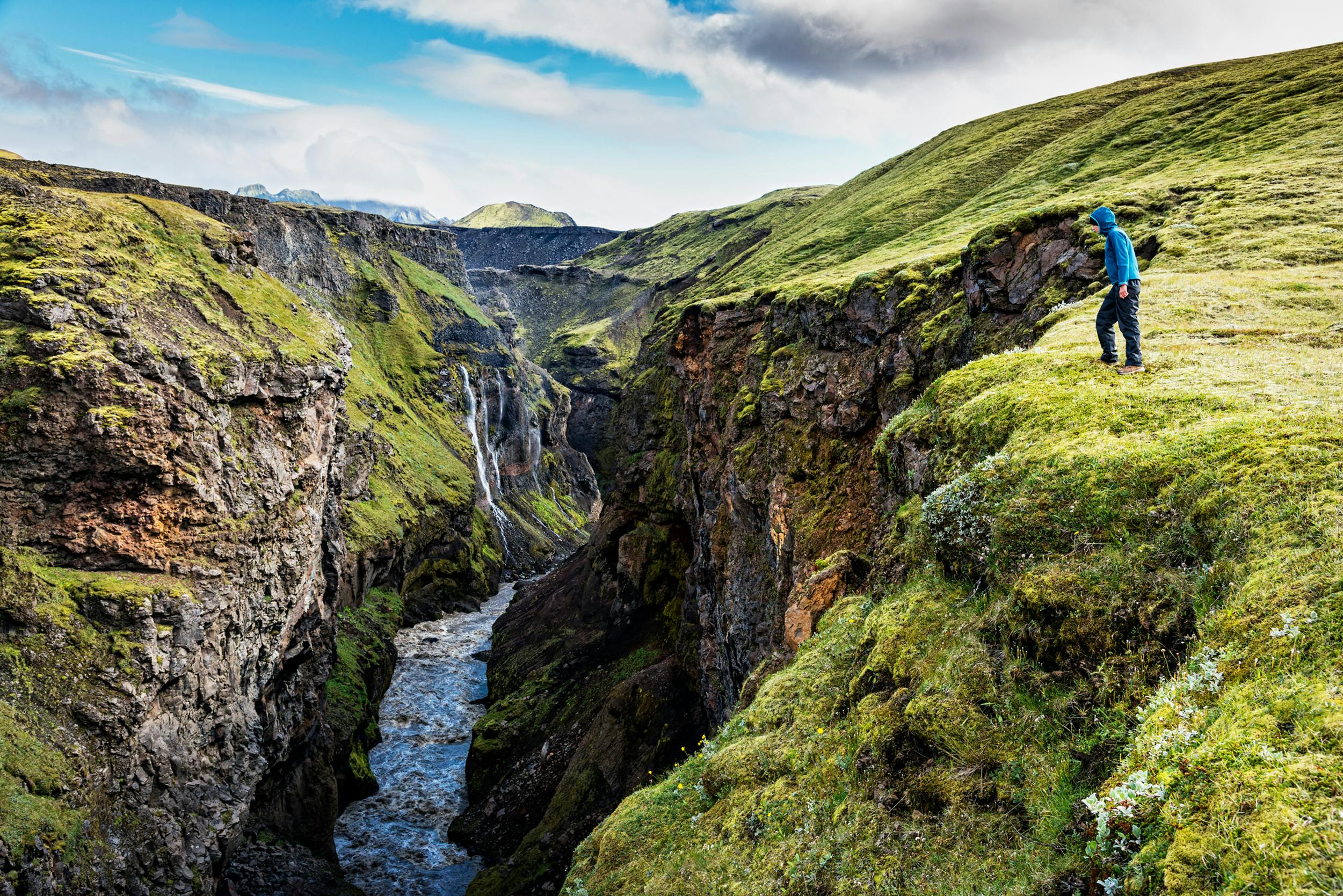 Schlucht, Mensch, Hochland, Island