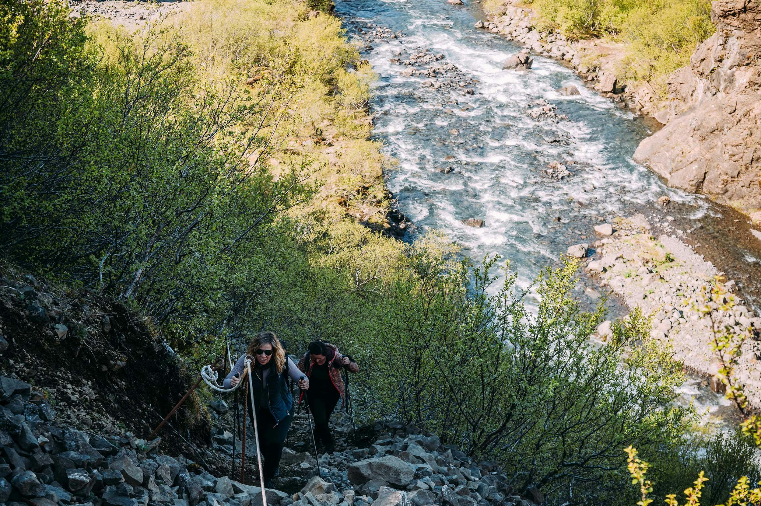 Flusstal, Wandern, Aufstieg, Glymur, Island