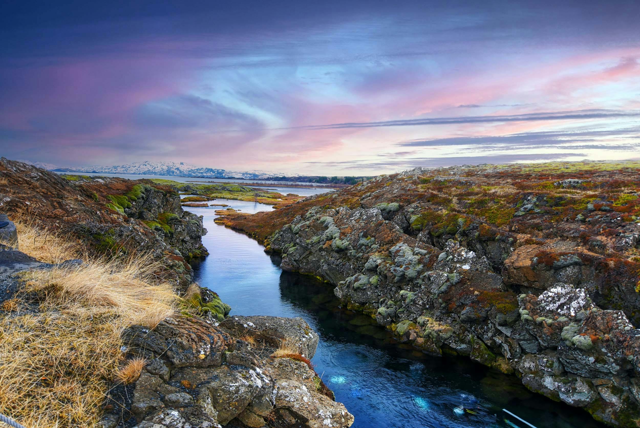 Silfra Spalte, Landschaft, Thingvellir, Island