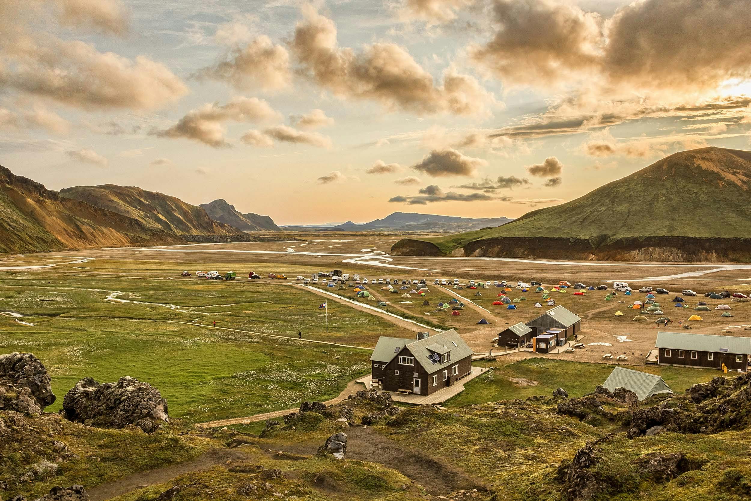 Hütten, Campingplatz, Landmannalaugar, Hochland, Island