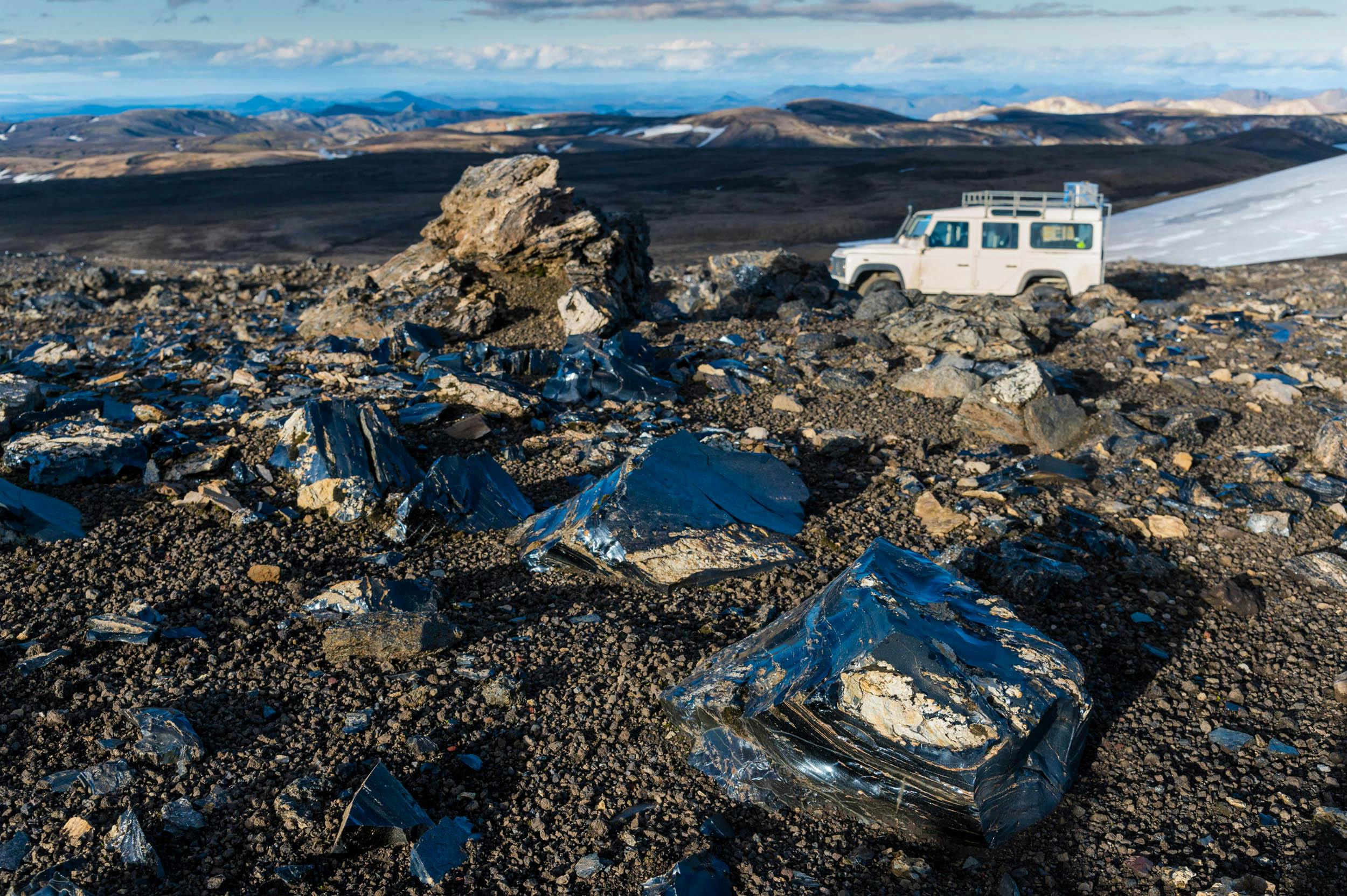 Obsidianfelsen, Jeep, Hochland, Island