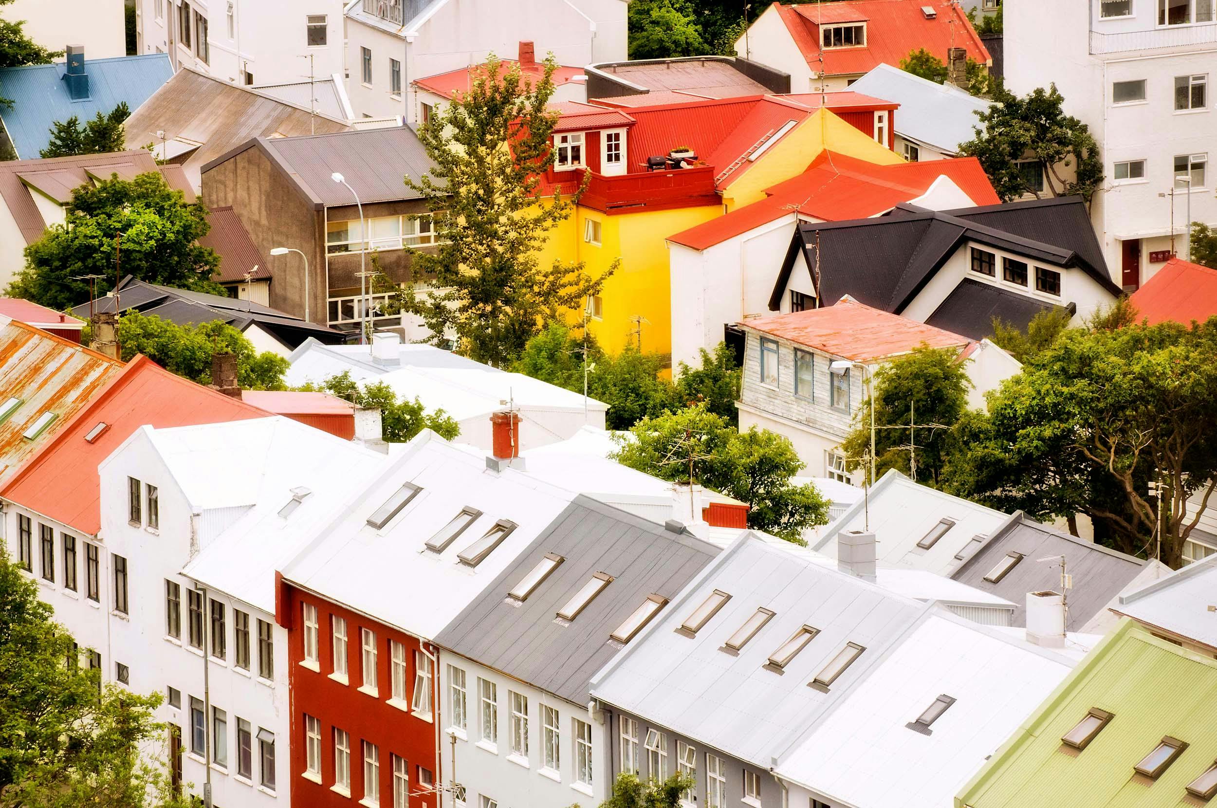 City Centre, Wellblechhäuser, Reykjavik, Island