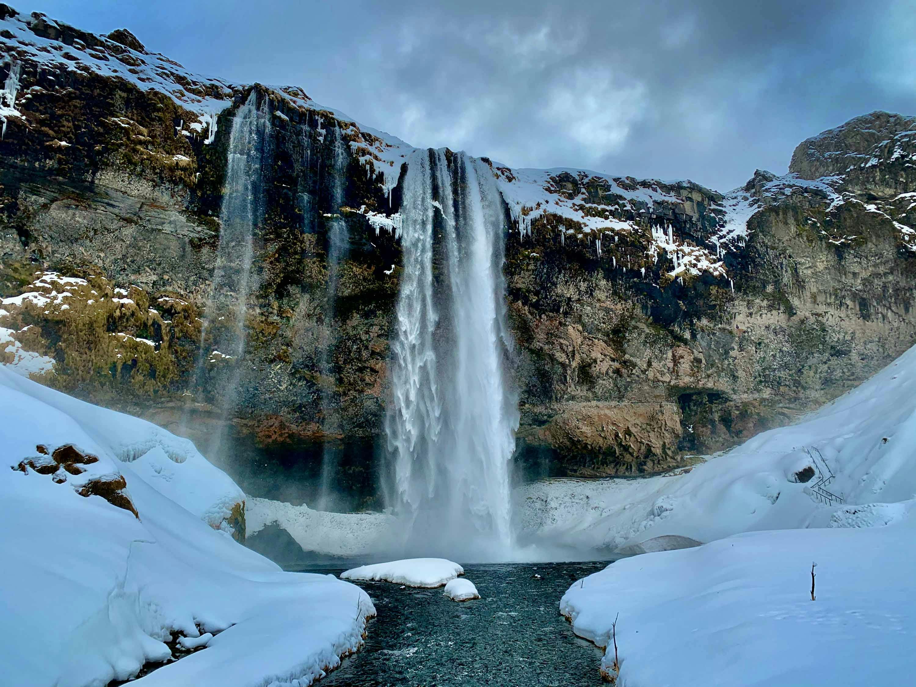 Wasserfall, Seljalandsfoss, Winter, Island