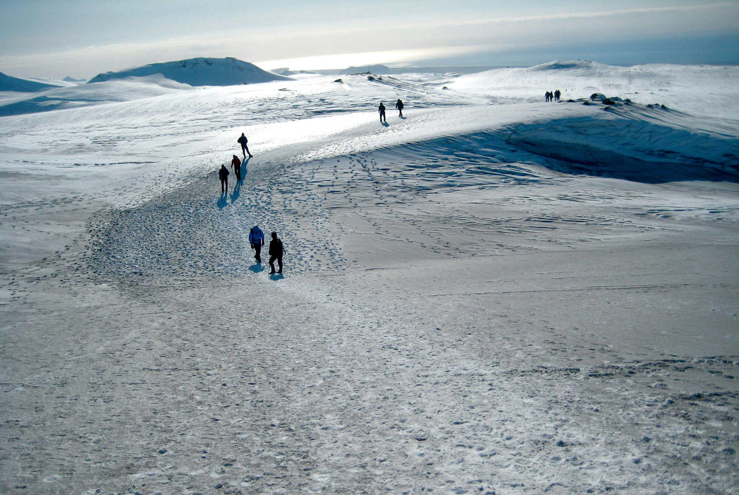 Wandergruppe, Eyjafjallajökull, Island