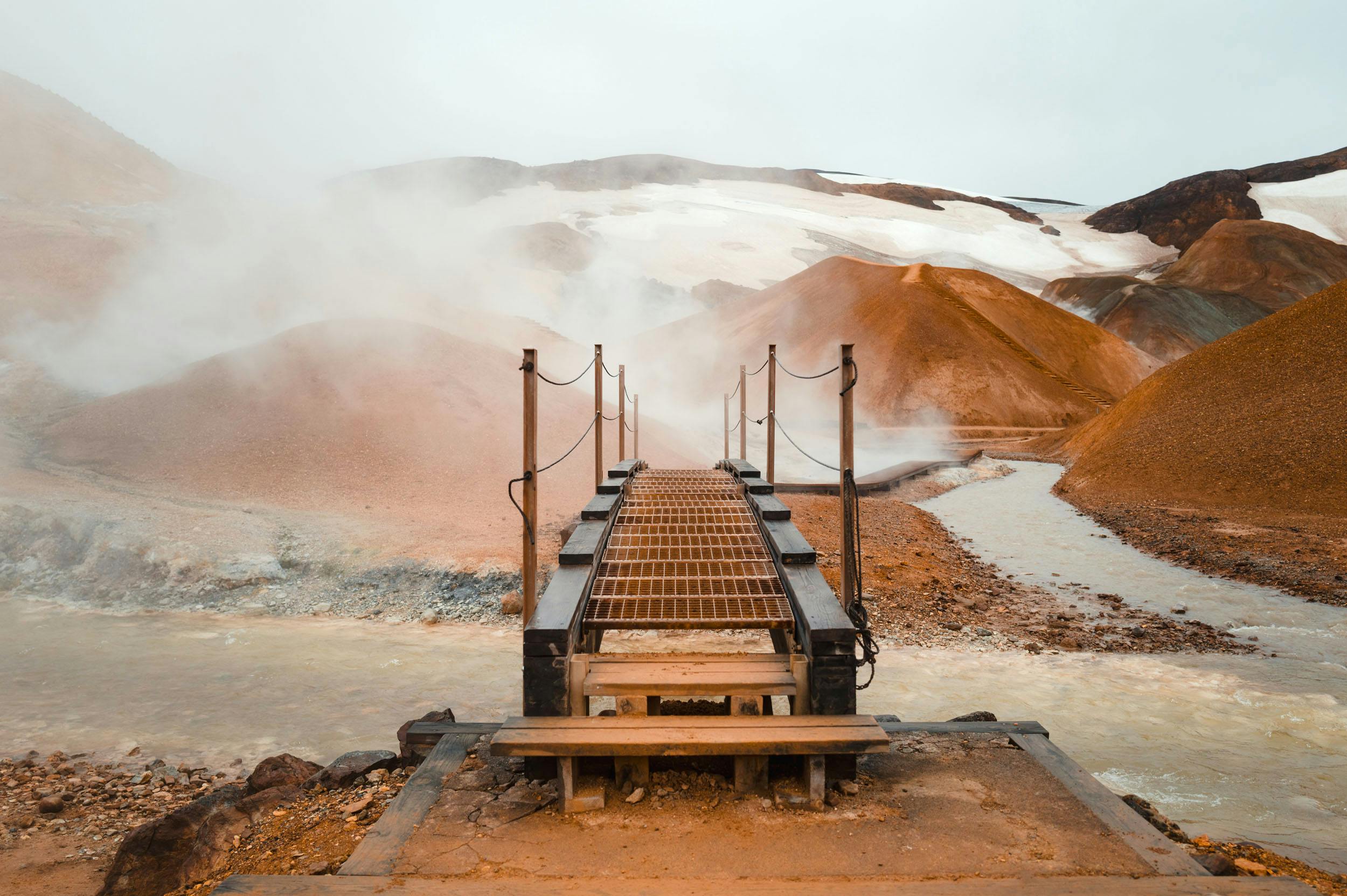 Brücke, Hochthermalgebiet, Thermalquellen, Kerlingarfjöll, Island