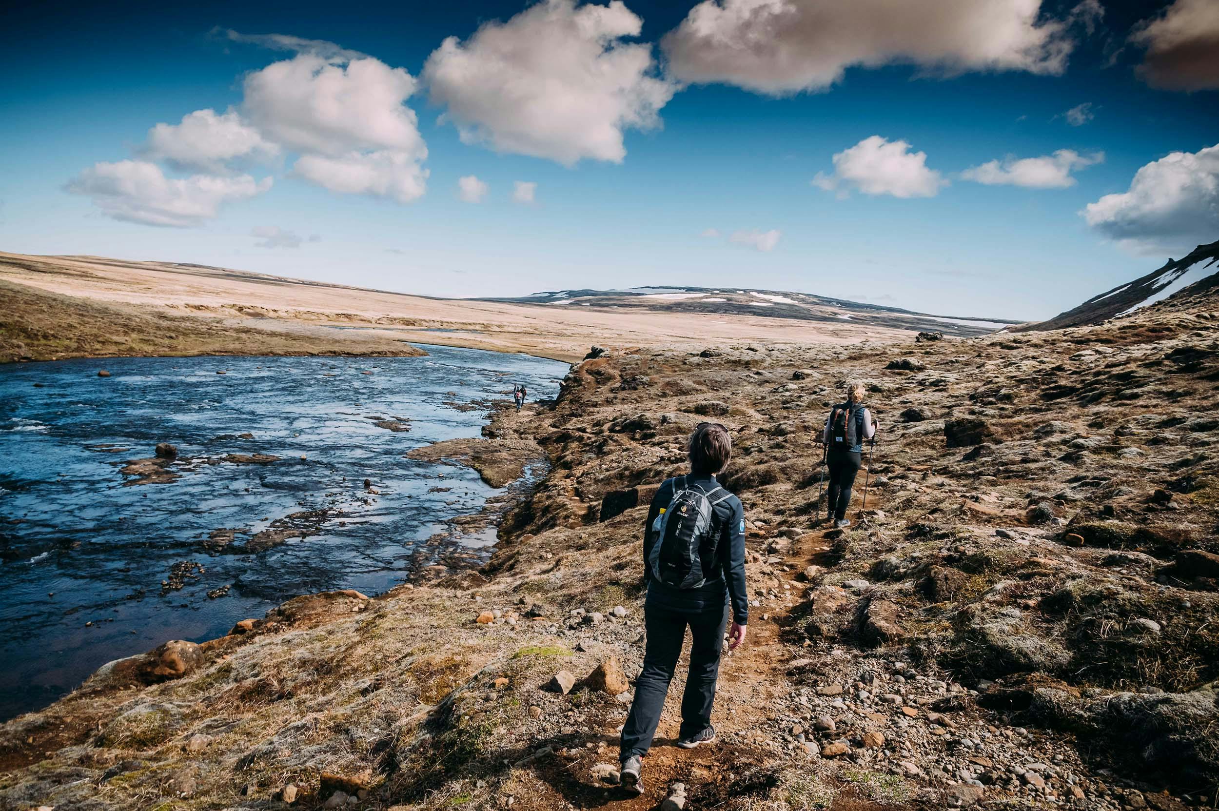 Wandergruppe, Fluss, Botnsá, Island