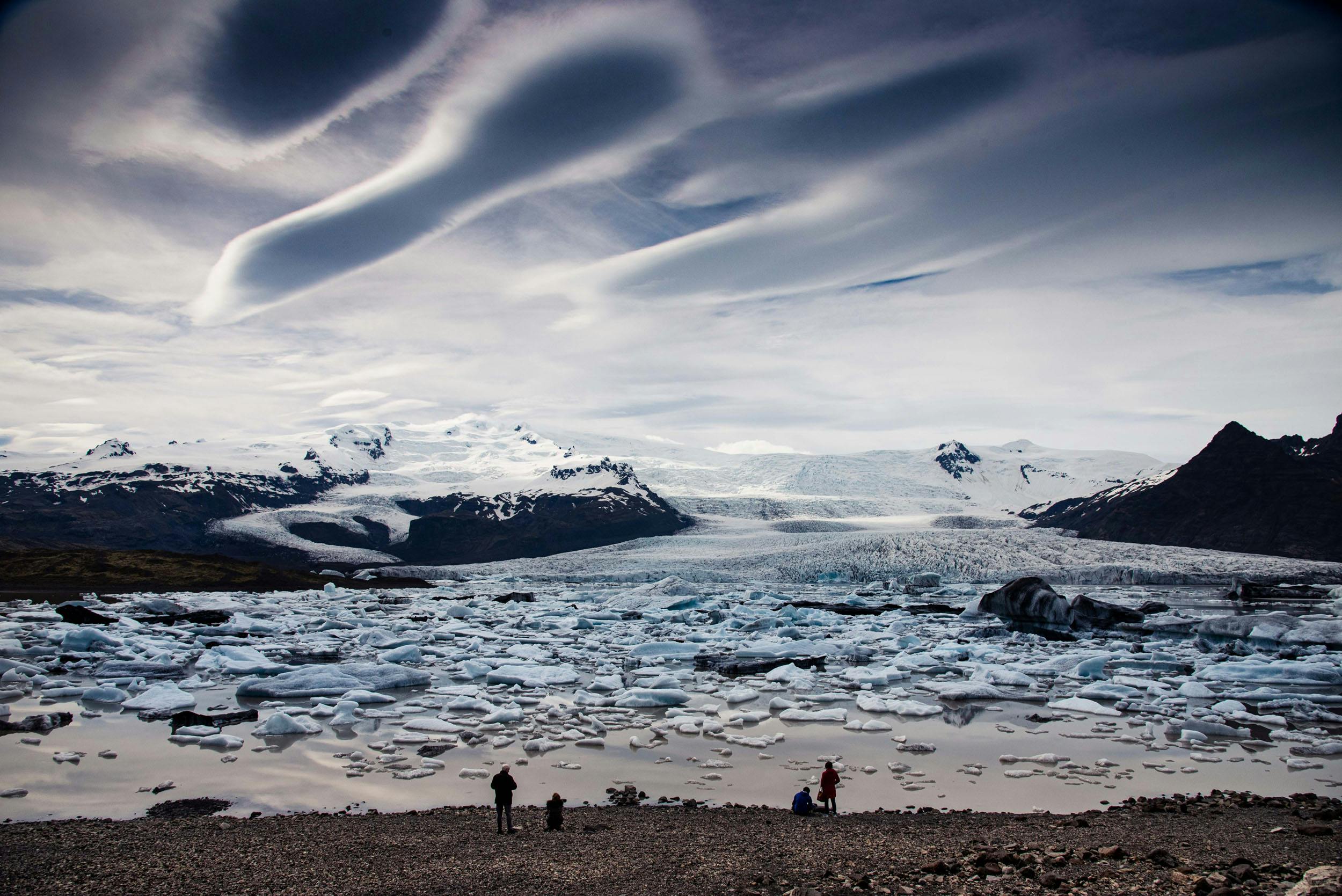 Gletscherlagune, Mittarnchtssonne, Island