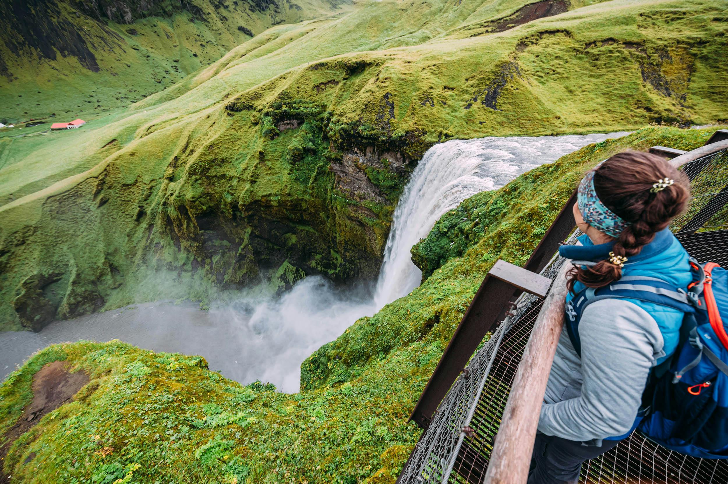 Wasserfall, Skógafoss, Frau, Island