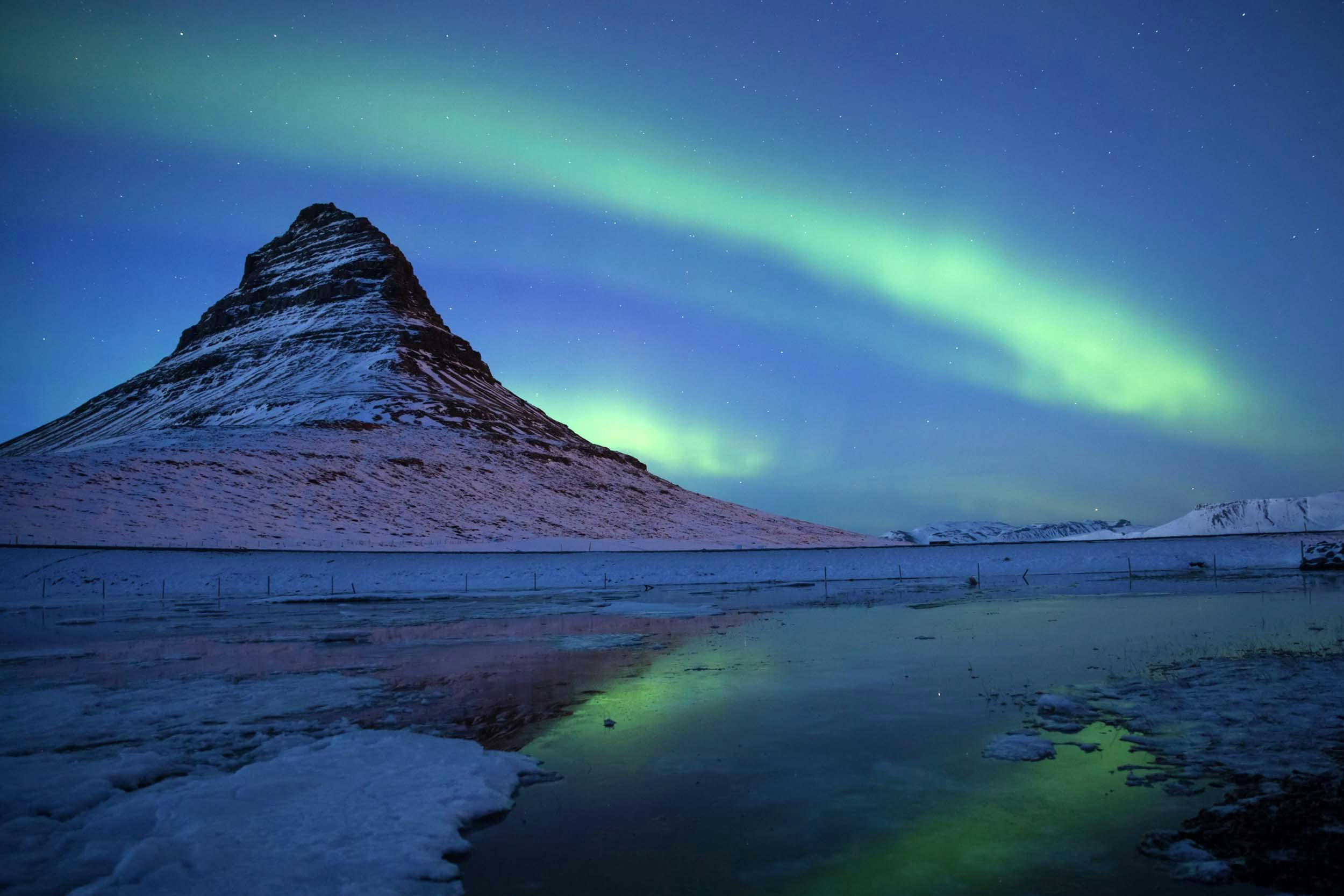 Berg, Kirkjufell, Polarlichter, Island