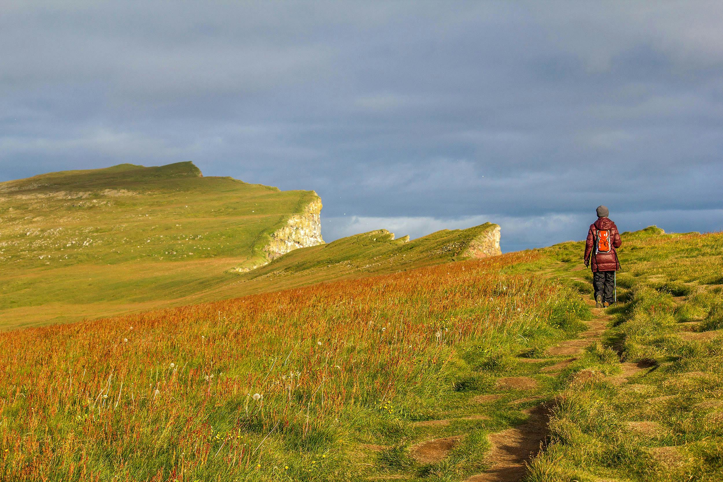 Látrabjarg, Frau, Wanderweg, Island