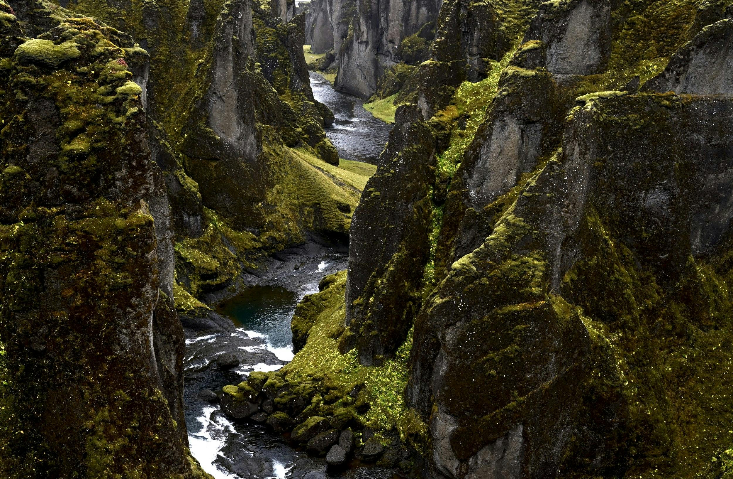 Canyon, Fjaðrárgljúfur, Fluss, Island