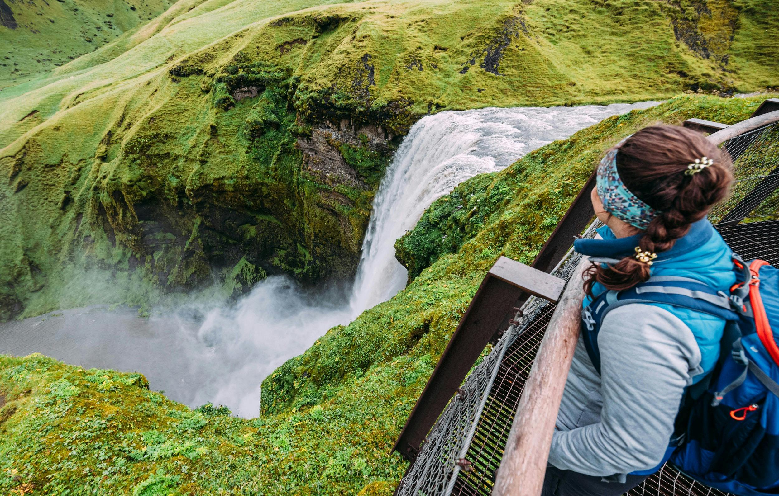 Wasserfall, Skógafoss, Frau, Island