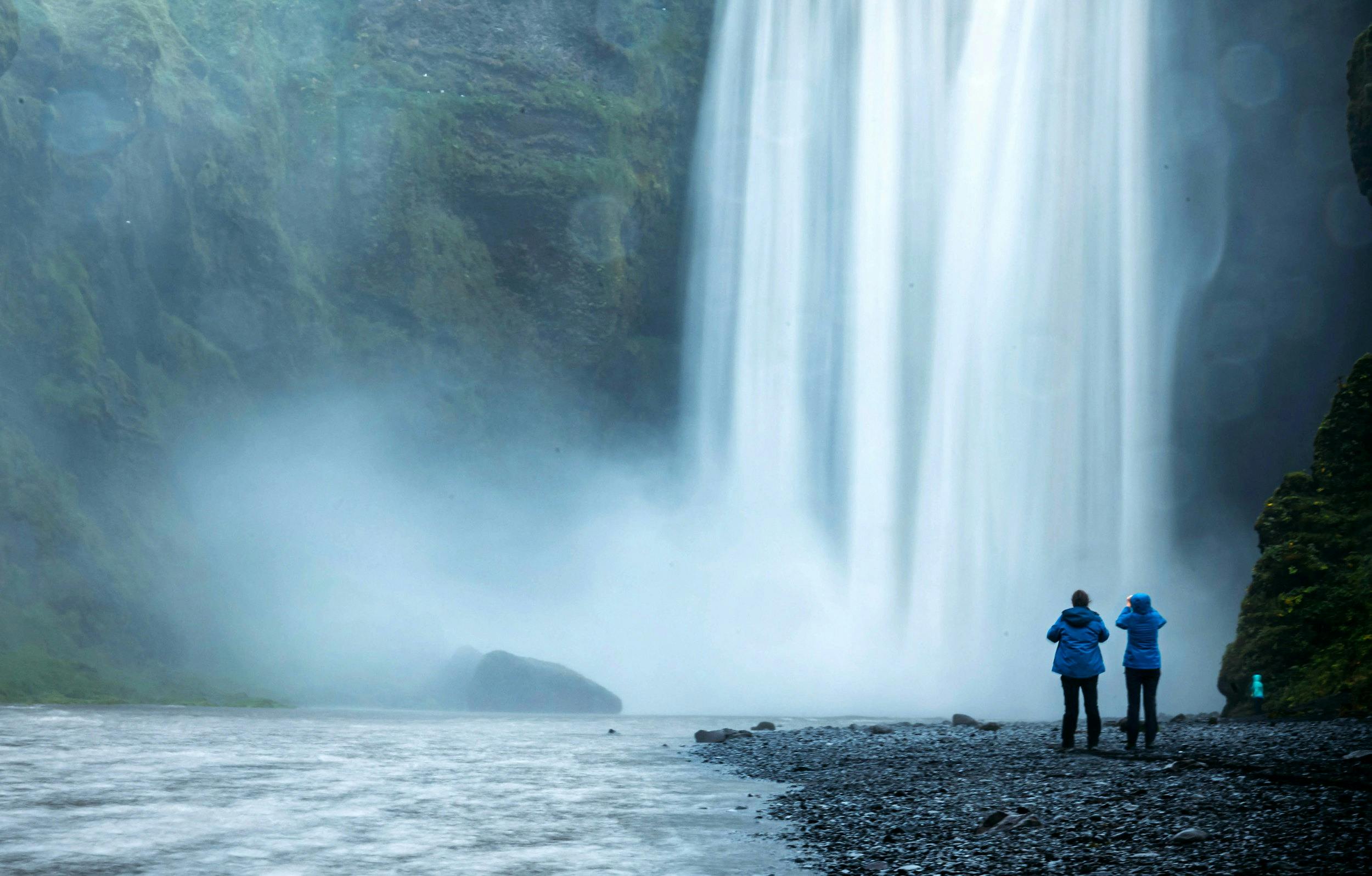 Wasserfall, Skógafoss, Paar fotografiert, Island